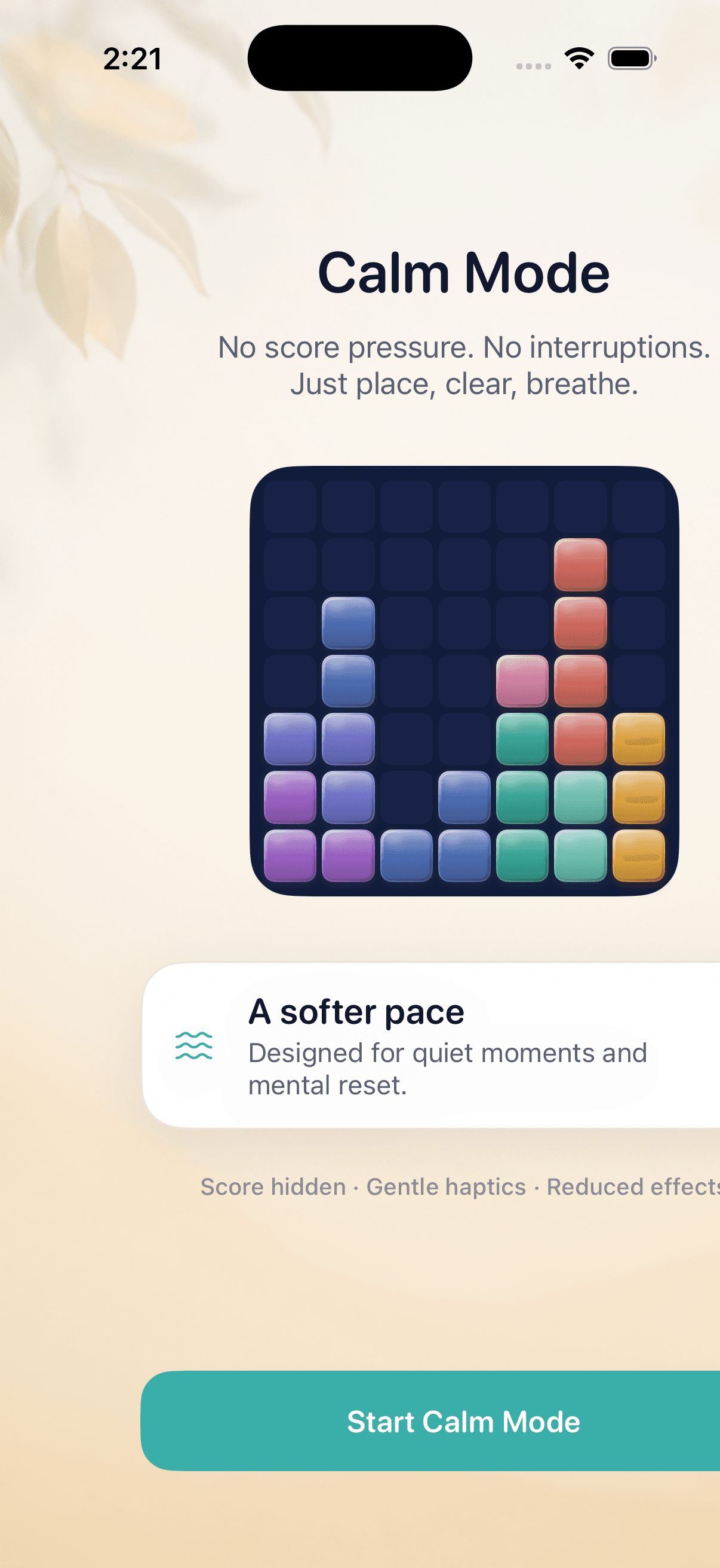 Clearspace Calm Mode