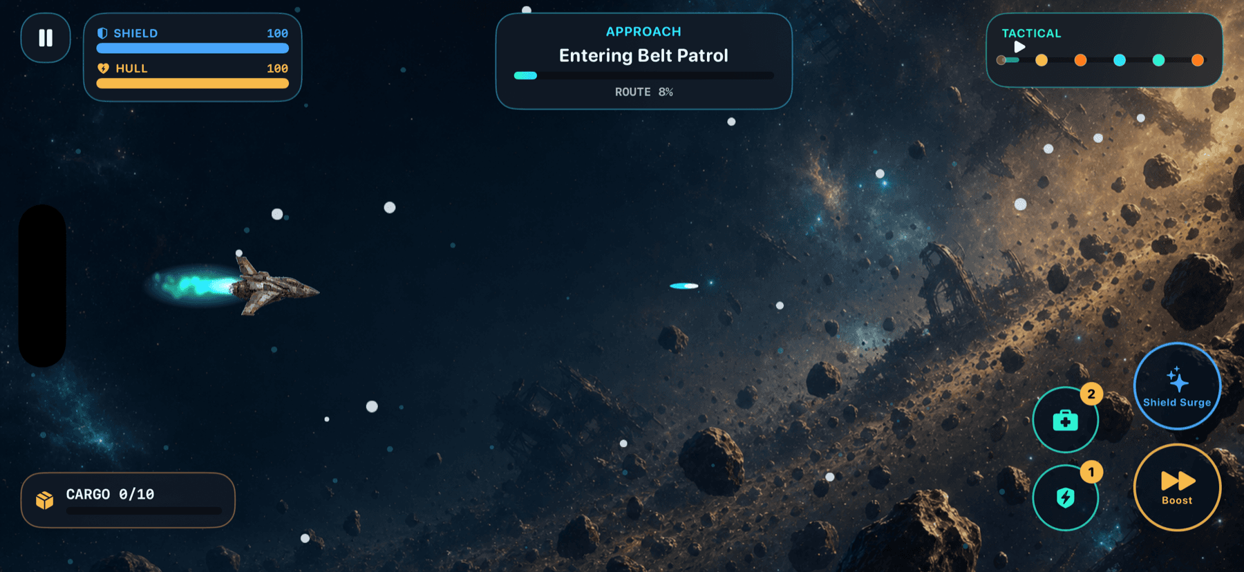 Fly, fight, and mine through living asteroid fields