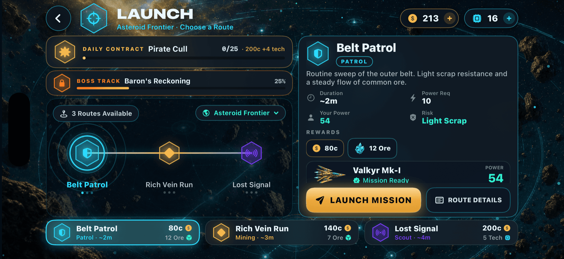 Plan every run — weigh routes, contracts, and risk before you launch